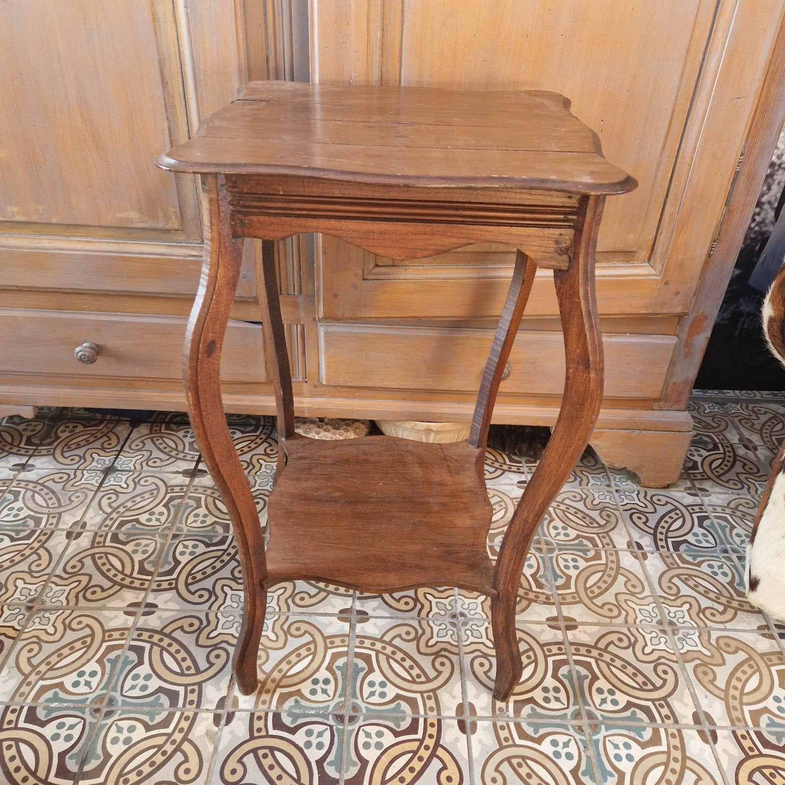 Houten oud brocante plantentafel tafeltje, Antiek en Kunst, Ophalen