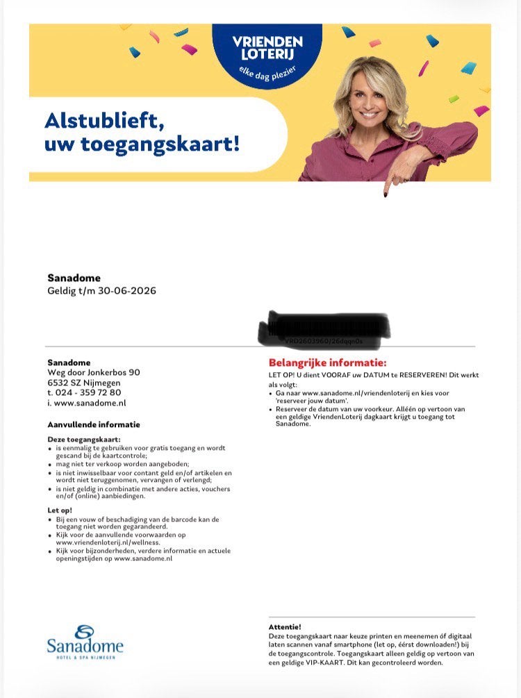 Dagkaart Sanadome, Eén persoon, Cadeaubon, Spa of Sauna