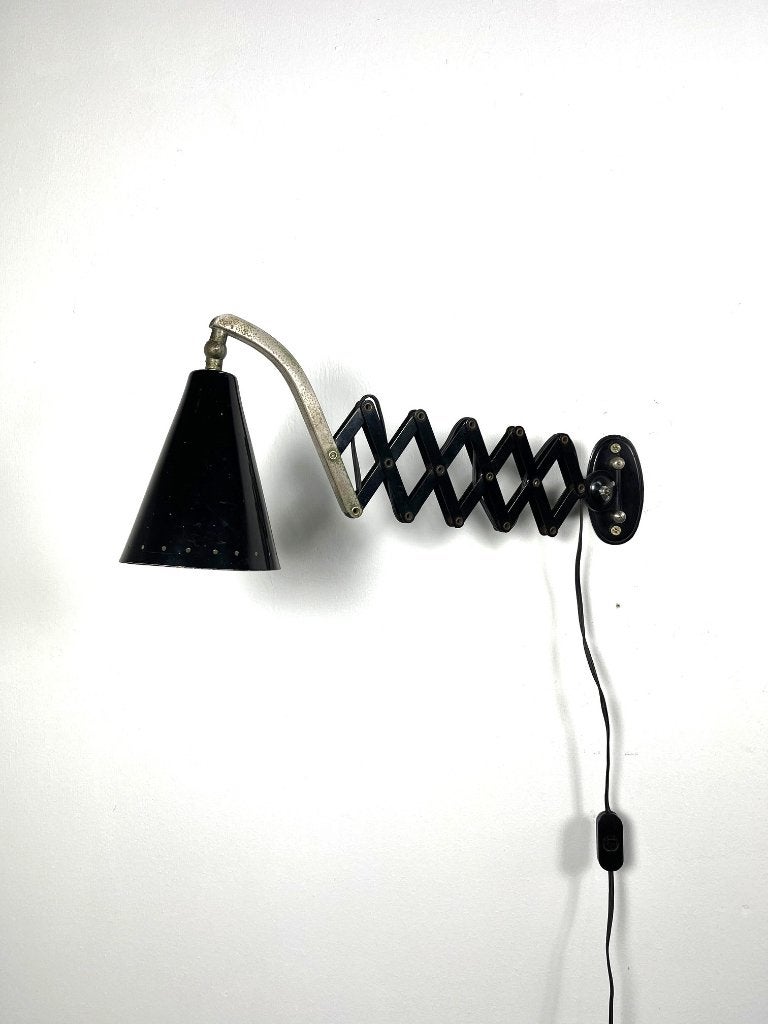 scissor wandlamp, H. Busquet voor Hala Zeist, jaren 1950., Huis en Inrichting, Lampen | Wandlampen, Ophalen of Verzenden, Gebruikt