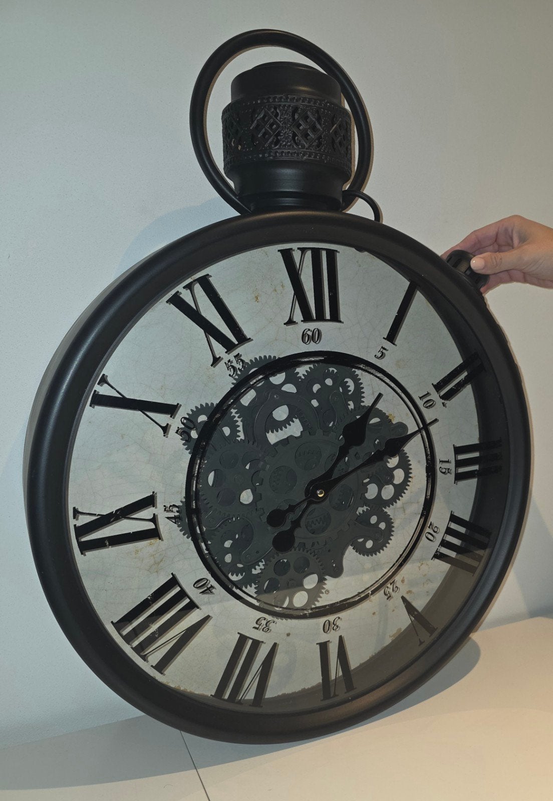 Grote wandklok - zakhorloge stijl - 50 cm diameter, Ophalen, Zichtbaar uurwerk, Vintage, Analoog