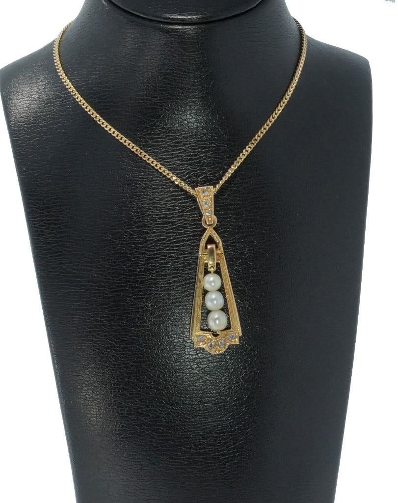 Diamanten 18k gouden fraaie parel ketting hanger dames, Verzenden, Zo goed als nieuw, Info@voordeelsieraden.nl, Overige voorstellingen