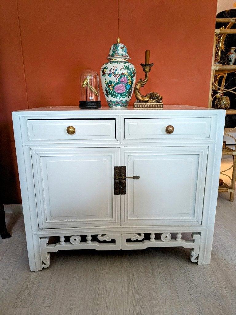 Wit chinees Dressoir Houtsnijwerk Oosters, Huis en Inrichting, Overige materialen, Zo goed als nieuw, X, Oosters