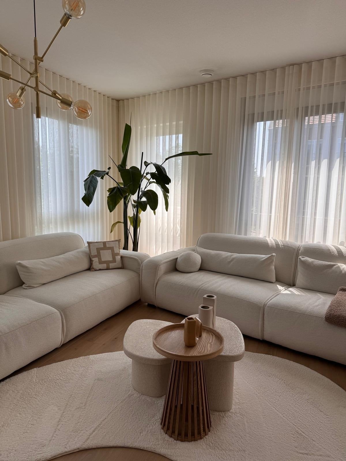 Moderne japandi bank | 2 jaar restgarantie | Panda in Bouclé, 250 tot 300 cm, 100 tot 125 cm, Ophalen of Verzenden, Rechte bank