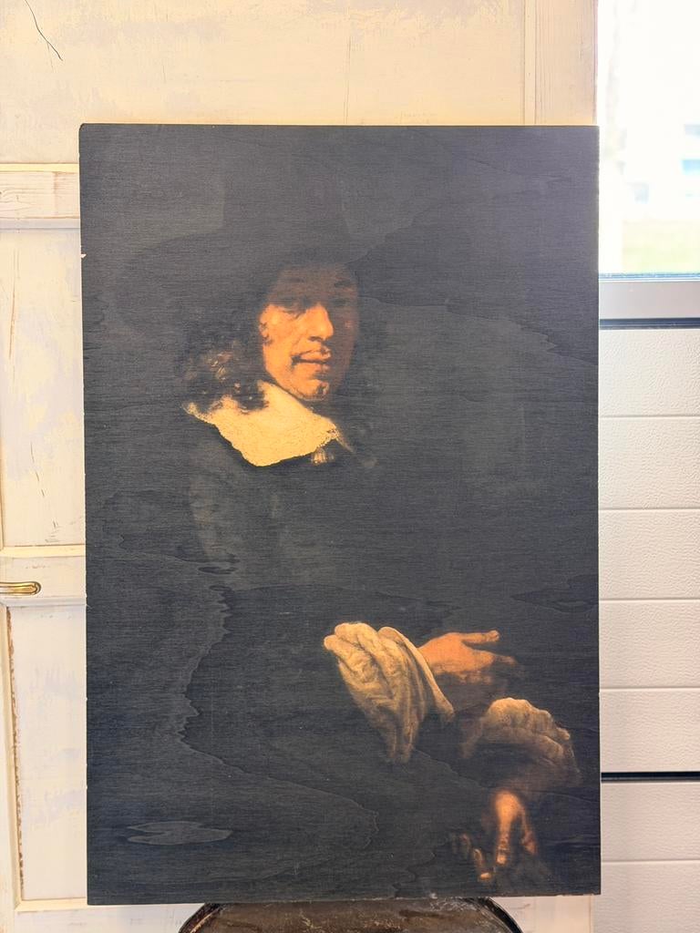 Portret Heer met hoge hoed & handschoenen Rembrandt van Rijn, Antiek en Kunst, Kunst | Schilderijen | Klassiek, Ophalen of Verzenden