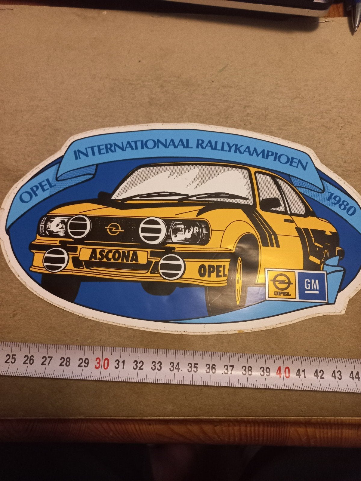 Vintage Opel Ascona Rallykampioen 1980 Sticker, Ophalen of Verzenden, Gebruikt