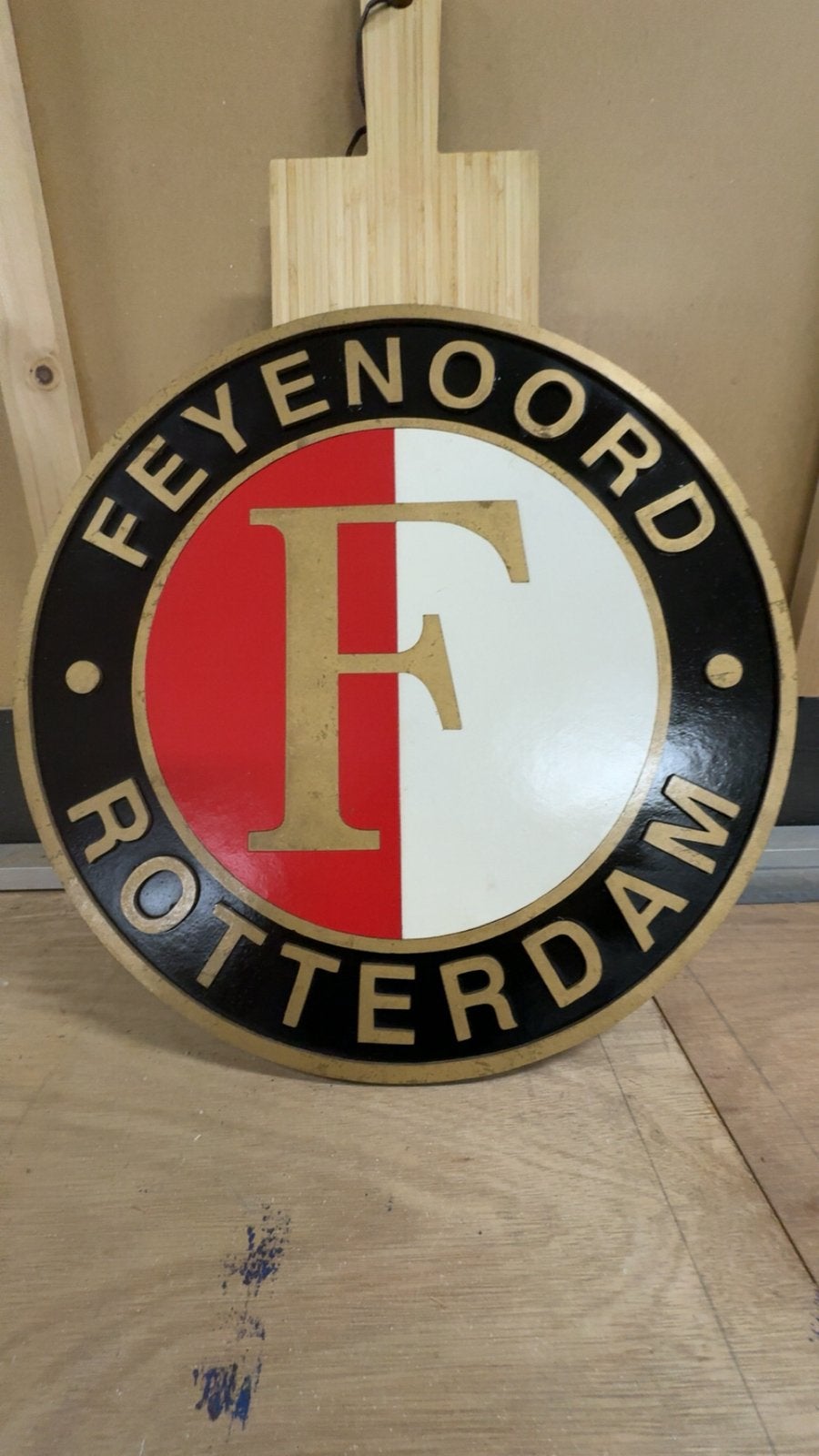Houten Zelfgemaakte Feyenoord Bord, Verzamelen, Ophalen of Verzenden, Nieuw, Feyenoord, Overige typen