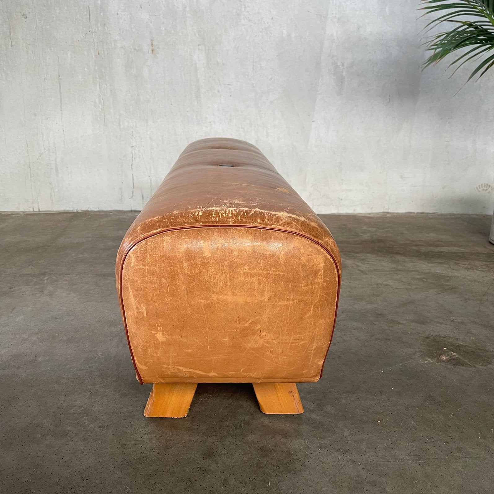 Oud turnpaard, vintage turntoestel, bank, bankje, turnbok, Ophalen, 125 cm of meer, Leer, Zo goed als nieuw