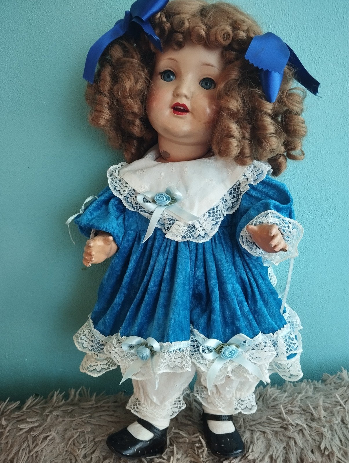 Oude pop met slaapogen, Verzamelen, Poppen, Ophalen of Verzenden, Gebruikt, Pop