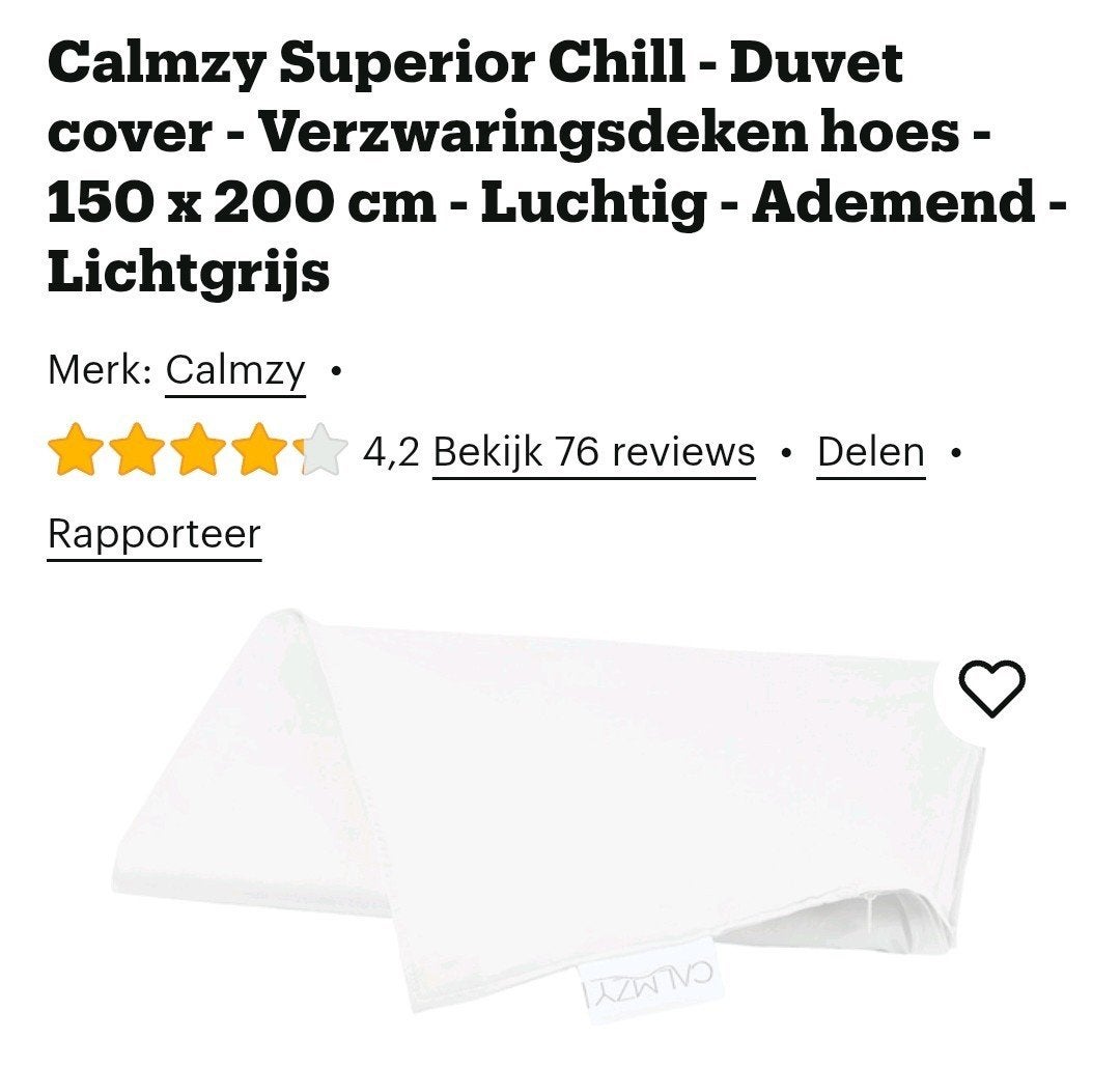 Calmzy Superior Chill Verzwaringsdekenhoes Lichtgri, Eenpersoons, Nieuw, Ophalen of Verzenden, Deken of Dekbed