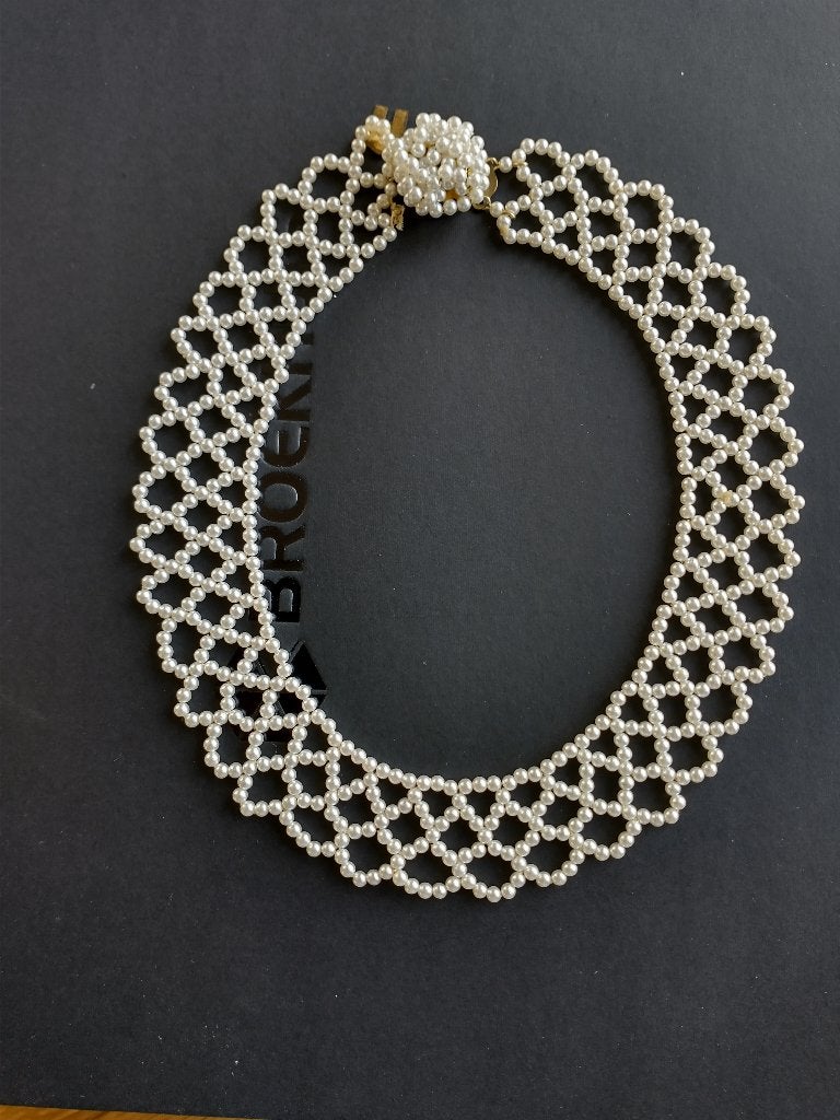 Parel ketting kraagje champagne kleur vintage jaren 60, Ophalen of Verzenden, Dames, Onbekend
