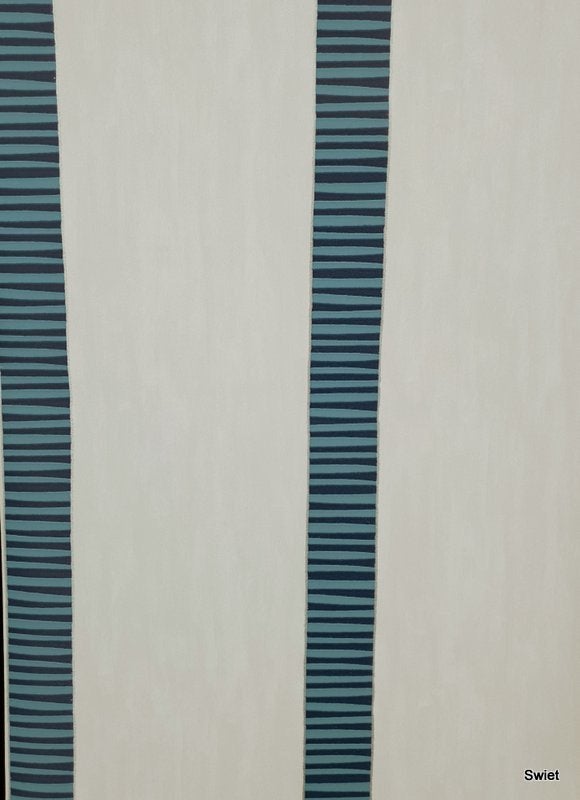 12698 Blauw streep behang grijs en blauw swiet, Ophalen of Verzenden, Blauw