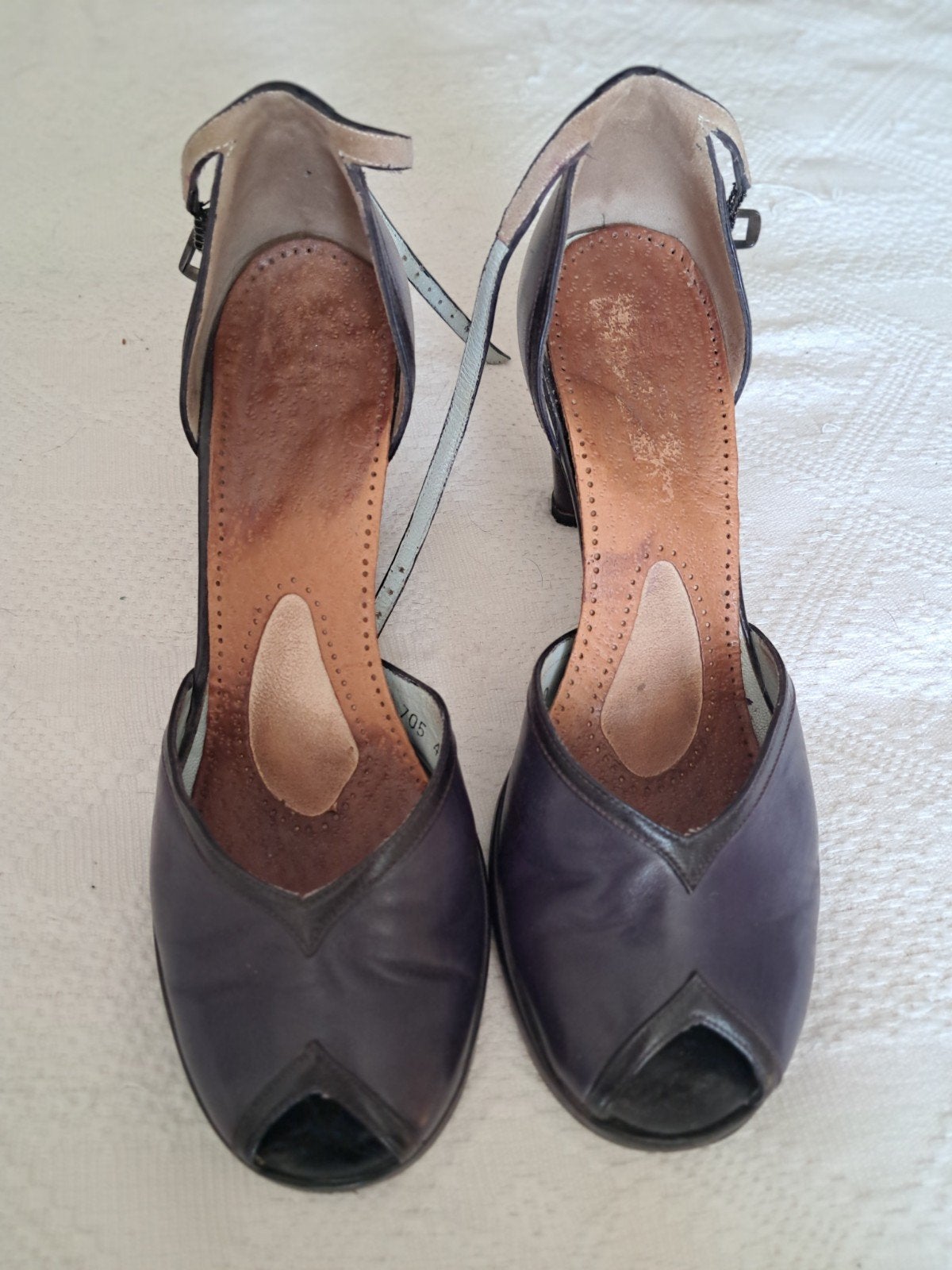Paarse leren pumps met open teen, maat 40, Verzenden, Gedragen, Overige kleuren, Pumps