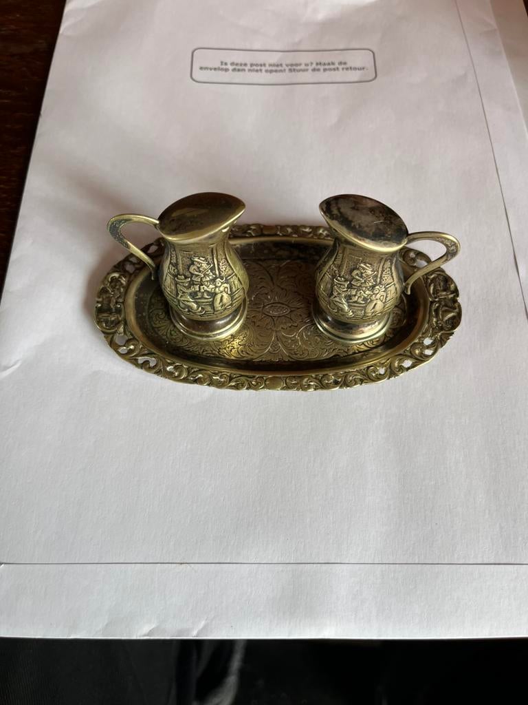 Zilver dien blaadje en 2 kannetjes, Ophalen of Verzenden