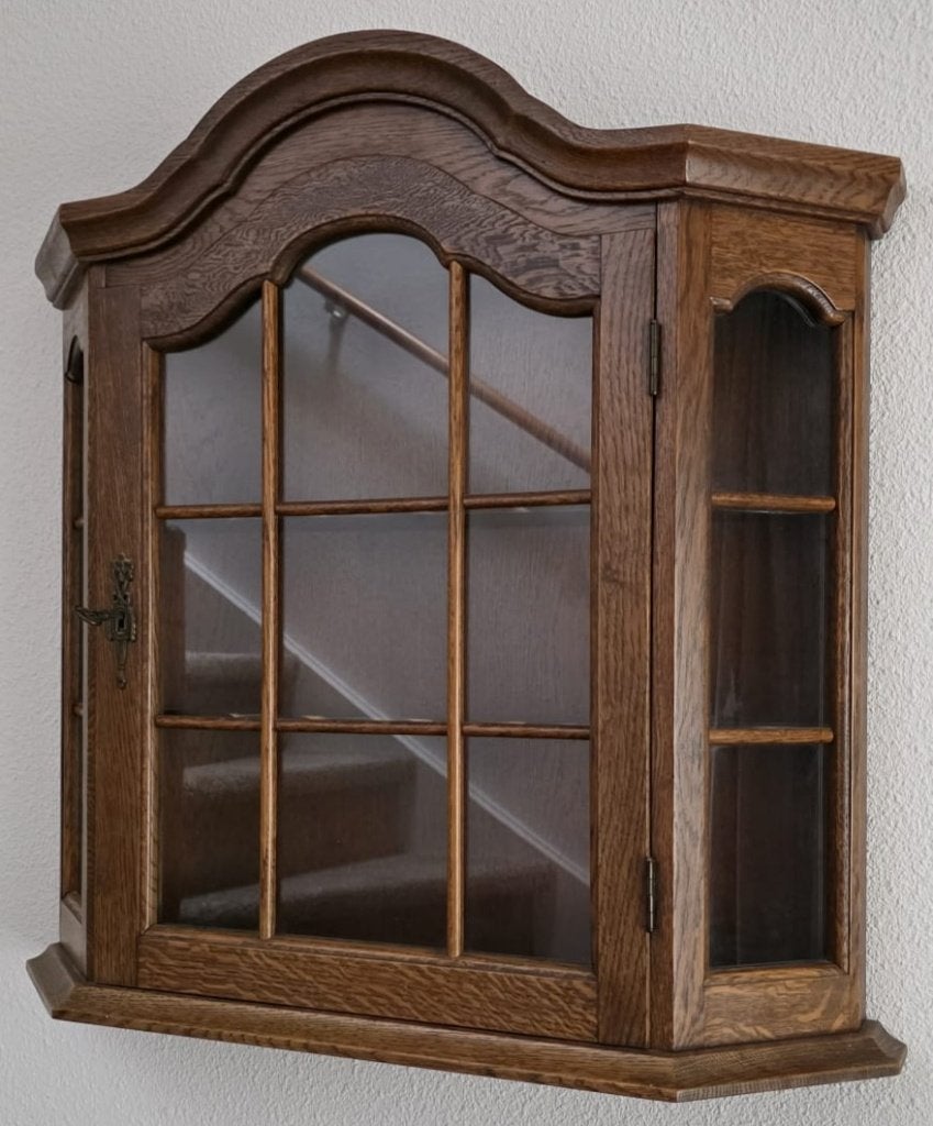 wand vitrinekastje eikenhout, Huis en Inrichting, Ophalen, Eikenhout, 50 tot 100 cm, Zo goed als nieuw