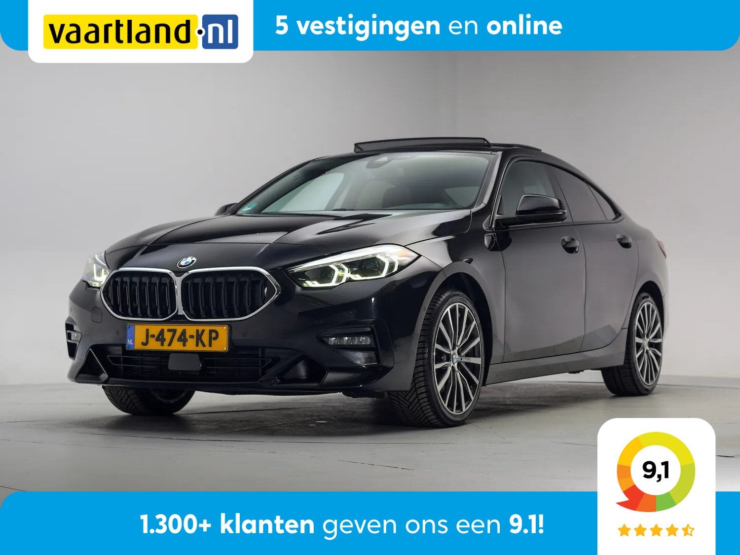 BMW 2 Serie Gran Coupe 218i High Executive Sport Aut. [ Pano, Auto's, Automaat, Gebruikt, 1350 kg, Zwart