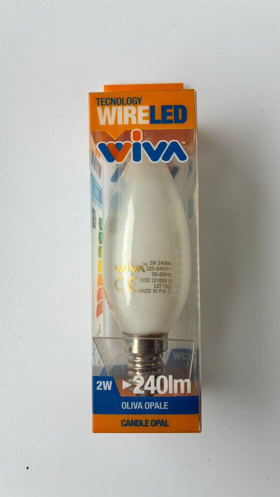 Wiva WireLed Kaarslamp E14 2W 2700K Opaal 100mm, Led-lamp, E14 (klein), Nieuw, Ophalen of Verzenden