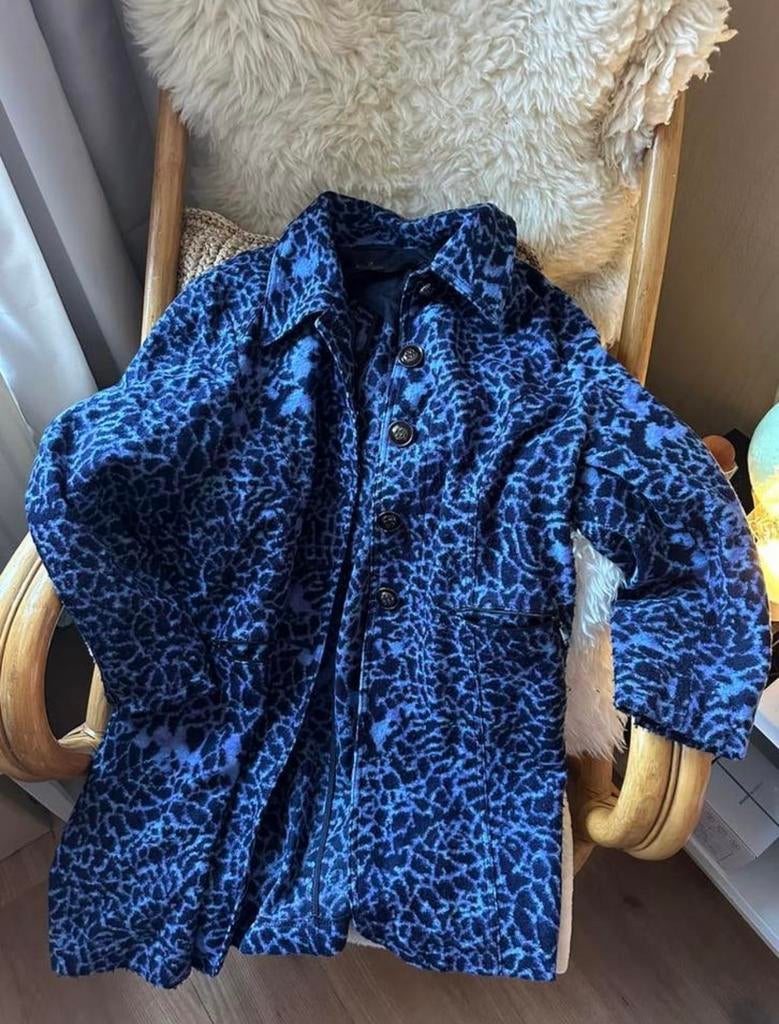 Klassiek blauw jasje met luipaardprint van Eugen Klein, Ophalen of Verzenden, Zo goed als nieuw, Blauw