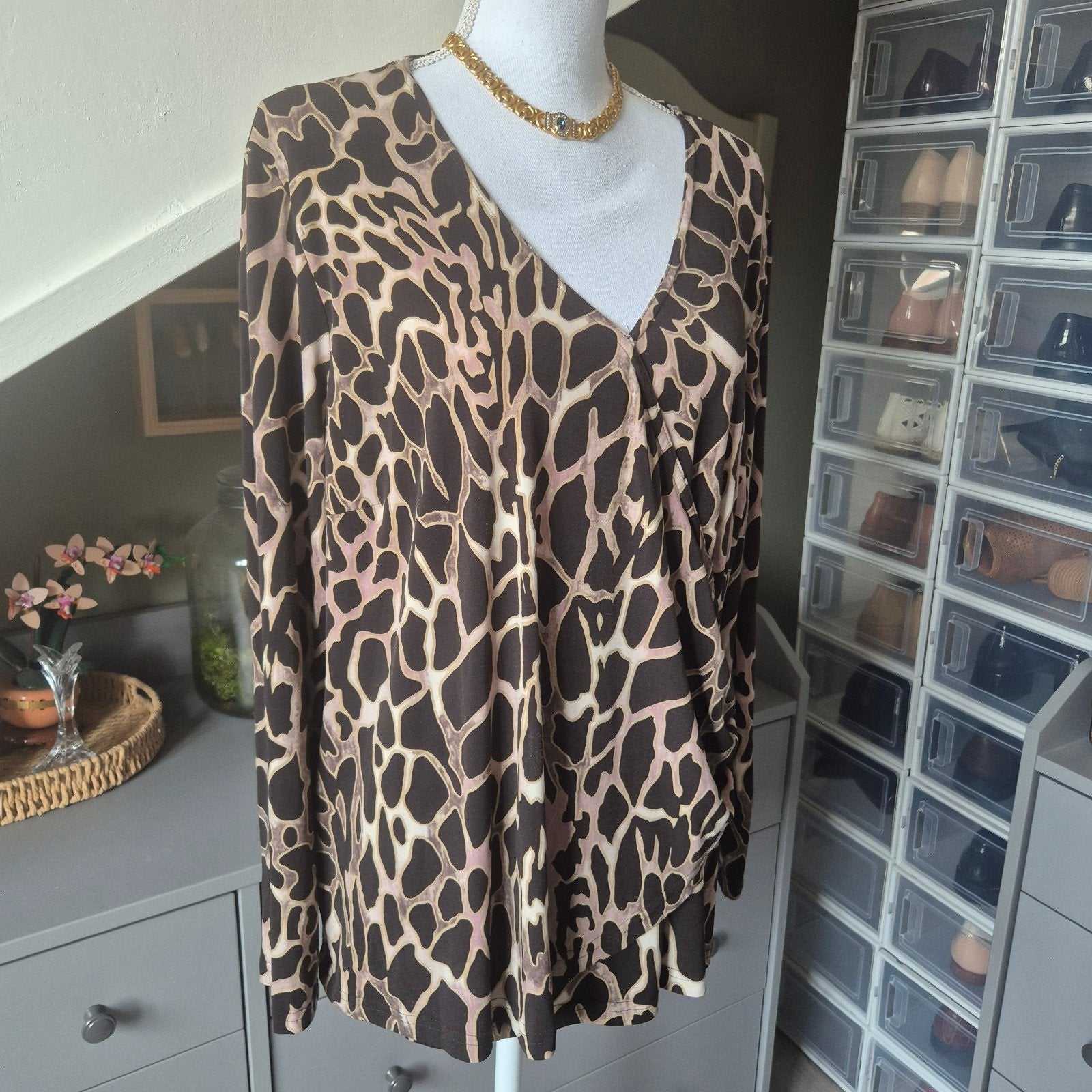 Prachtige Basler top met giraffenprint maat 46, Bruin, Ophalen of Verzenden, Zo goed als nieuw, Maat 46/48 (XL) of groter