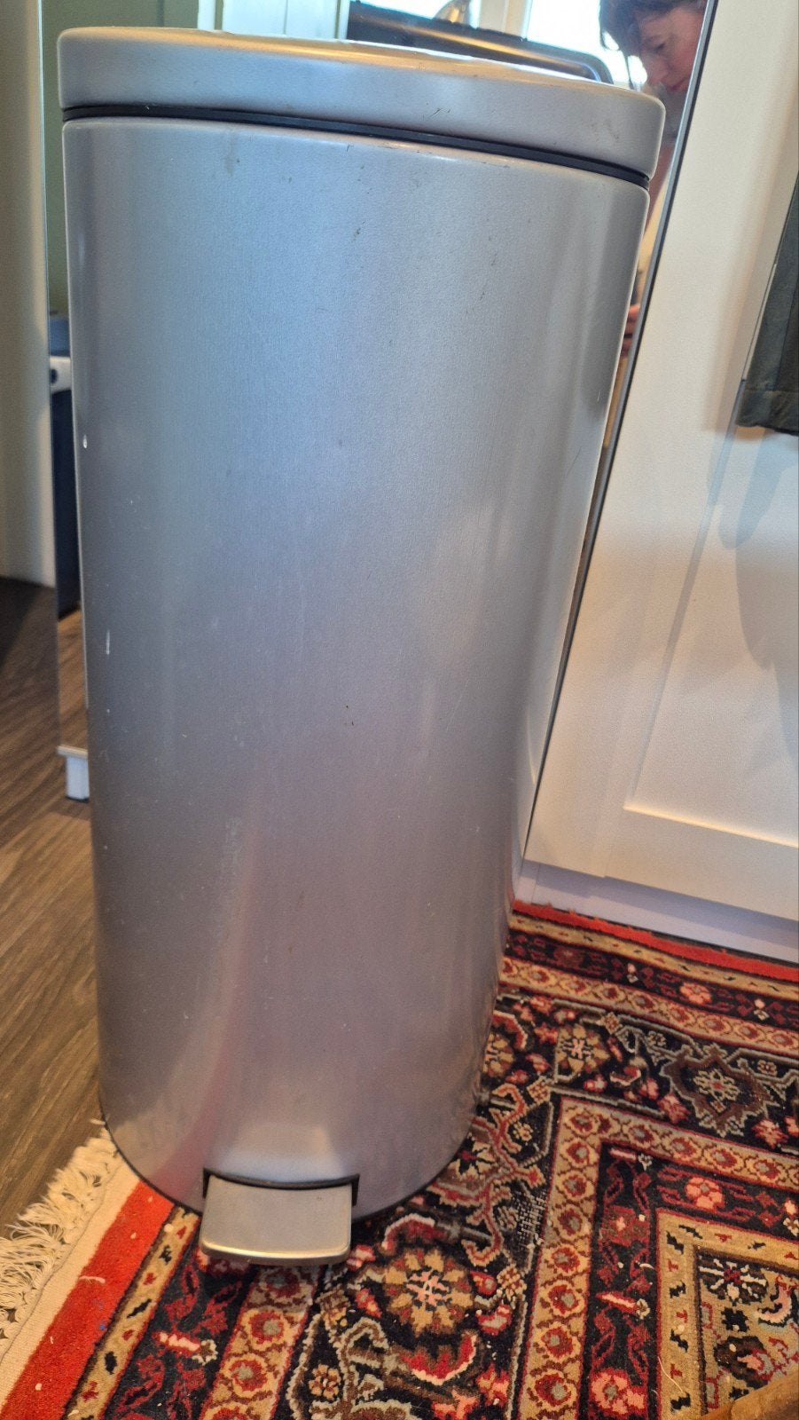 Brabantia pedaalemmer 23-30L zilverkleurig metaal, Ophalen, 50 – 75, Gebruikt, Met pedaal