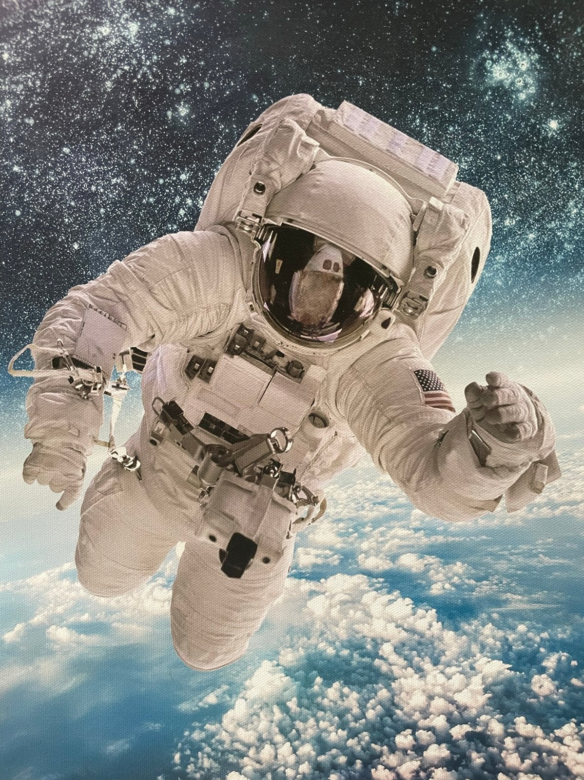 Canvas schilderij astronaut ruimte Melkweg 50x40cm, Ophalen of Verzenden, Minder dan 50 cm, Schilderij, 5 – 50