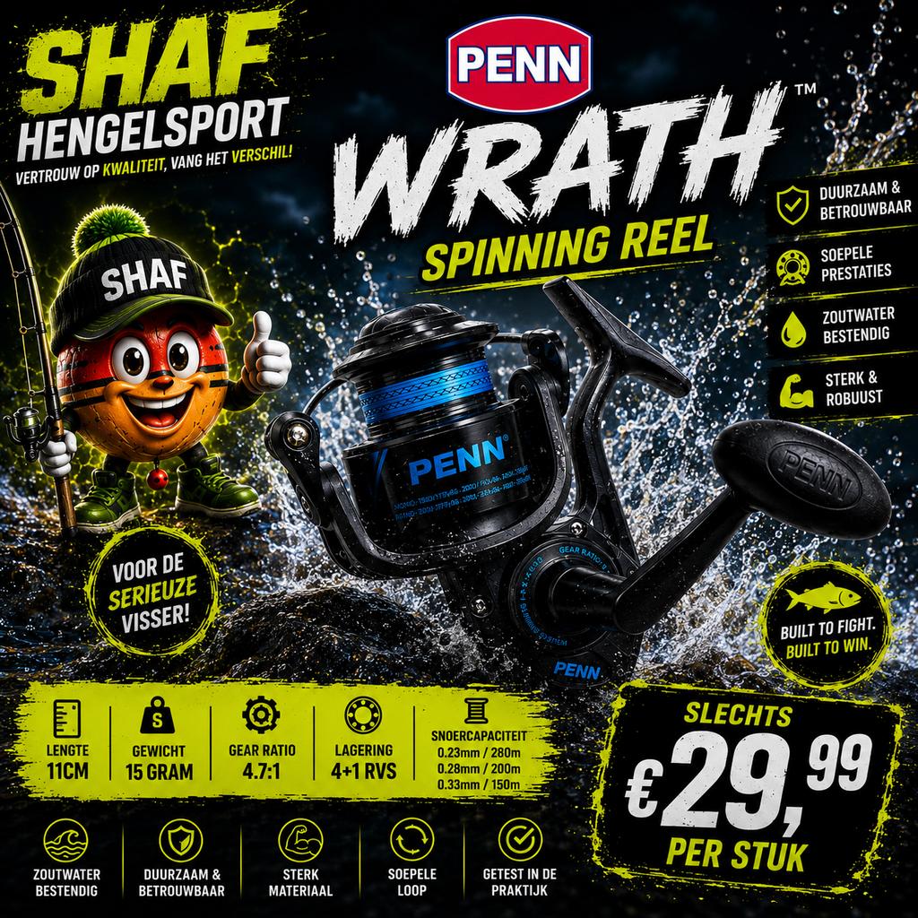 PENN Wrath 2500 Spinmolen – Nieuw, Ophalen of Verzenden, Nieuw, Molen