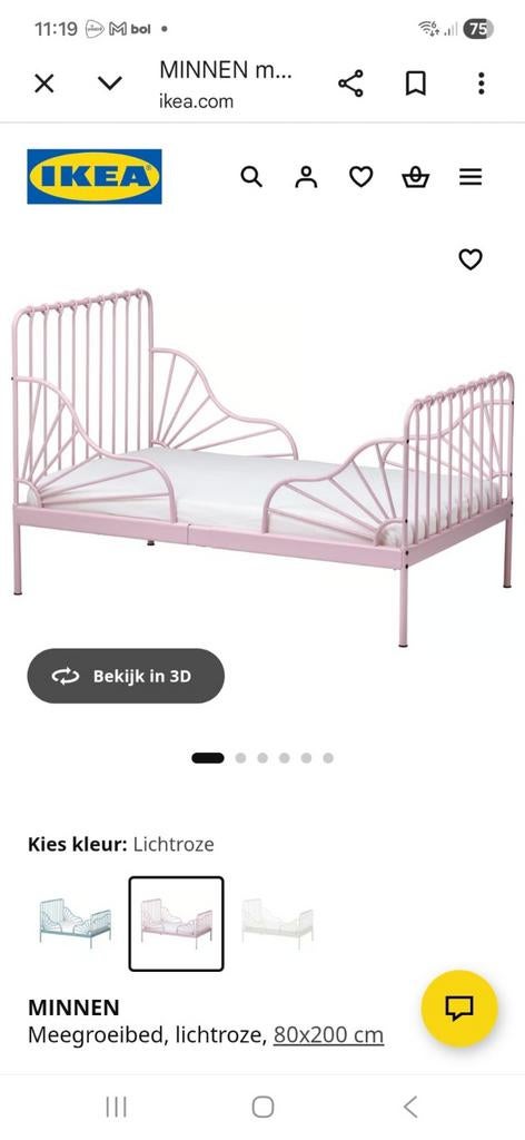 Ikea meegroei bed, Kinderen en Baby's, Kinderkamer | Bedden, 70 tot 85 cm, Ophalen of Verzenden, Zo goed als nieuw, Matras