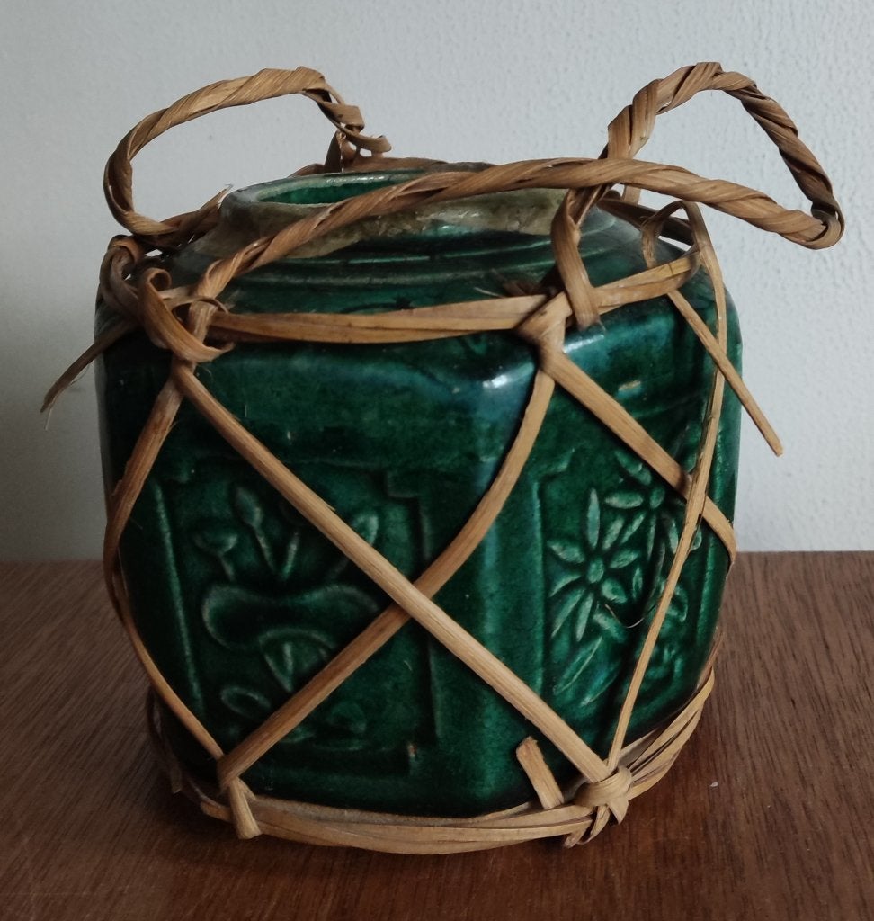 Gemberpot omhult met riet, Ophalen of Verzenden
