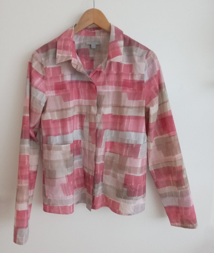 COS roze grijs geblokte blouse, maat M, COS, Verzenden, Zo goed als nieuw, Roze