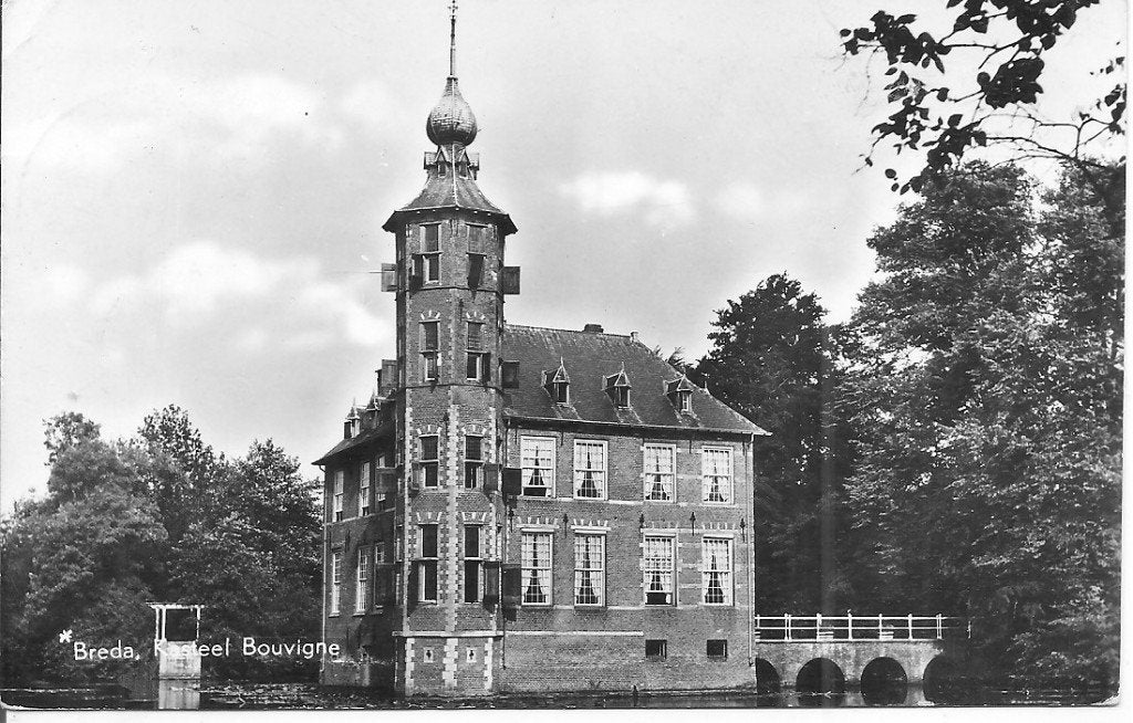 Oude Ansichtkaart Kasteel Bouvigne Breda (Gelopen), Ophalen of Verzenden, 1960 tot 1980, Gelopen, Noord-Brabant
