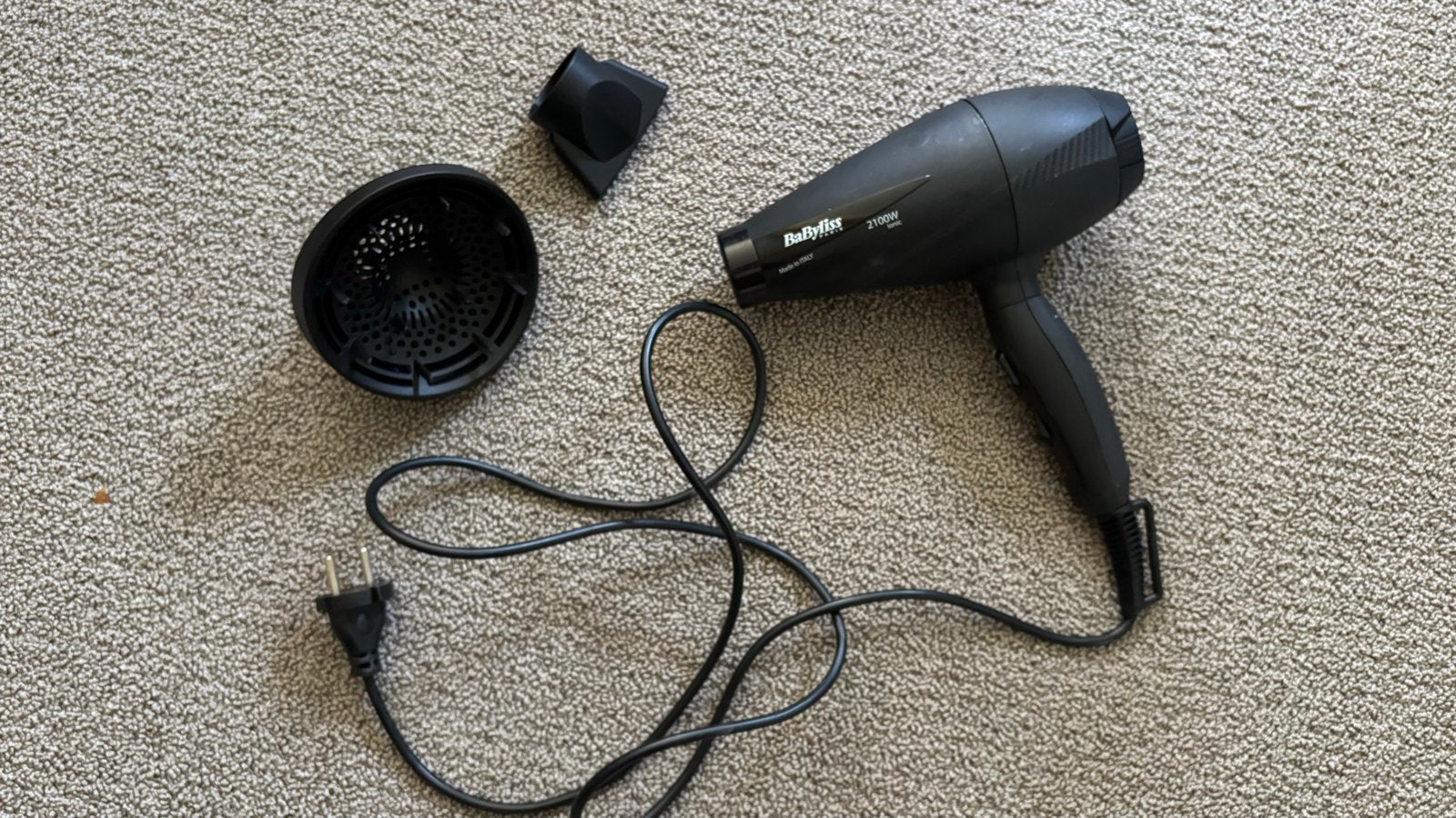 Babyliss Föhn 2100W met diffuser en opzetstuk, Ophalen of Verzenden, Gebruikt, Haarverzorging