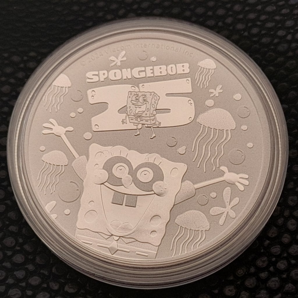 2024 Sponge Bob Squarepants 25th Anniversary 1 oz silver BU, Ophalen of Verzenden, Zilver