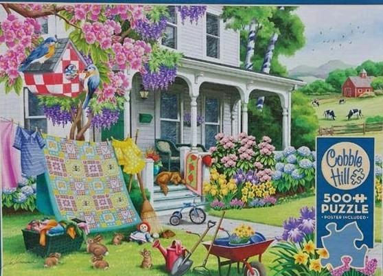 Cobble Hill Puzzel 500 BIG stukjes Spring Cleaning, Ophalen of Verzenden, 500 t/m 1500 stukjes, Zo goed als nieuw