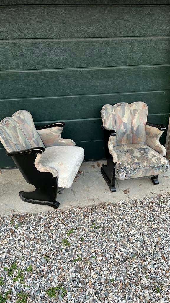 2 art deco lounge stoelen fauteuils, Ophalen, Gebruikt, 50 tot 75 cm, Art deco vintage