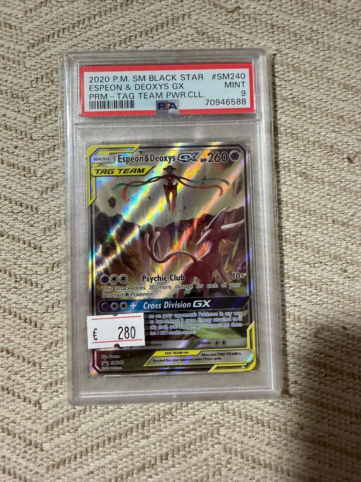 Espeon & Deoxys tag team - Pokemon - PSA 9 Slab, Ophalen, Zo goed als nieuw