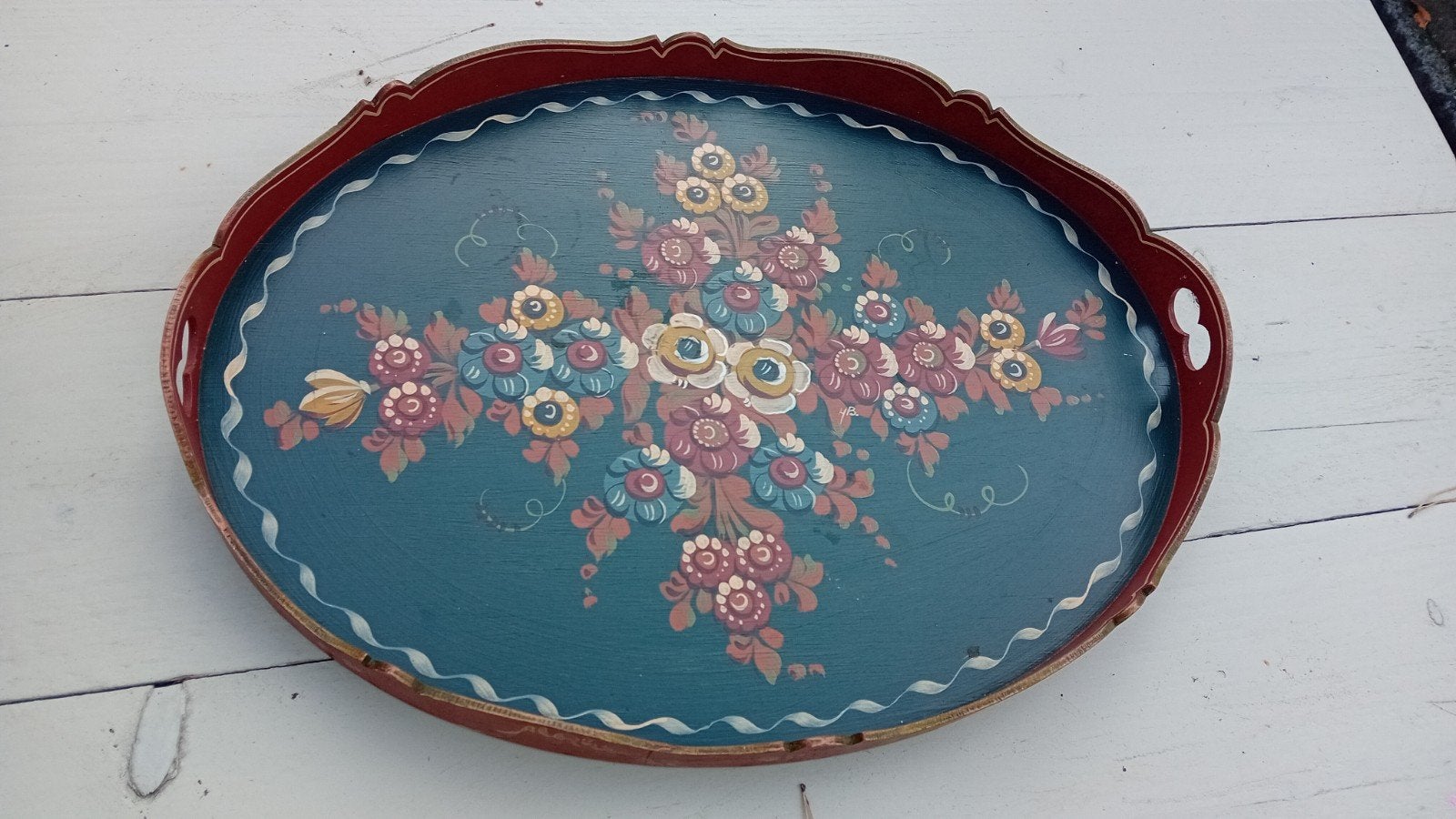 Dienblad vintage, Ophalen of Verzenden, Rechthoekig, Hout