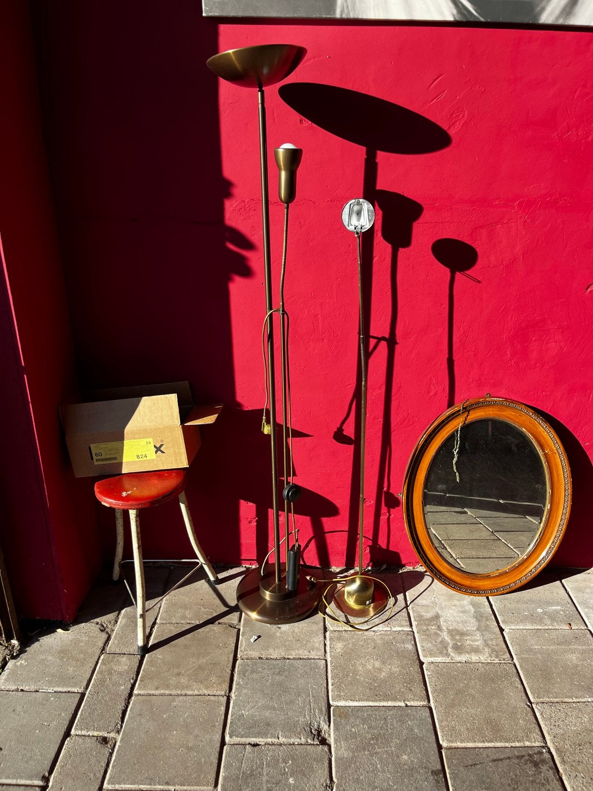 Vintage messing vloerlampen set - uplighter en leeslamp, Ophalen