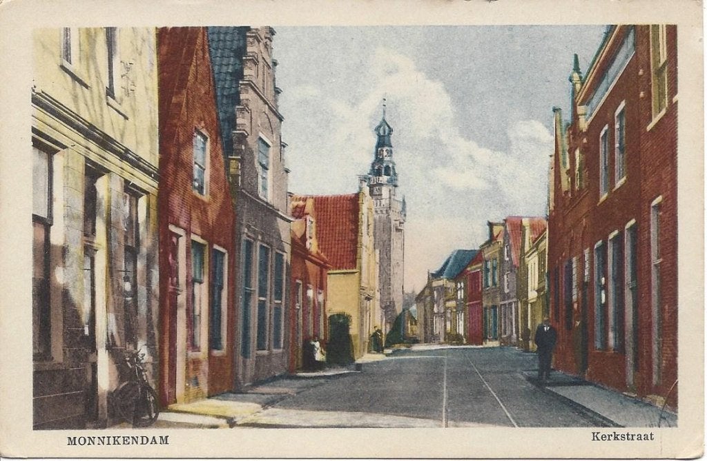 Monnickendam (N.H.) Kerkstraat, Volk, Tramrails, Ophalen of Verzenden, Voor 1920, Ongelopen, Noord-Holland