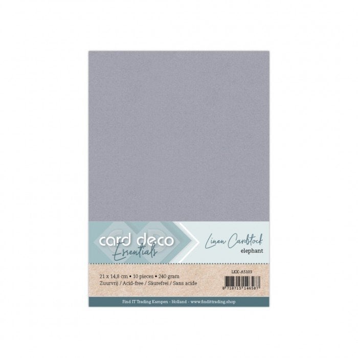 Card Deco linnenkarton A5 103 elephant 10 vellen 240 grams, Overige merken, Papier of Karton, ., Nieuw