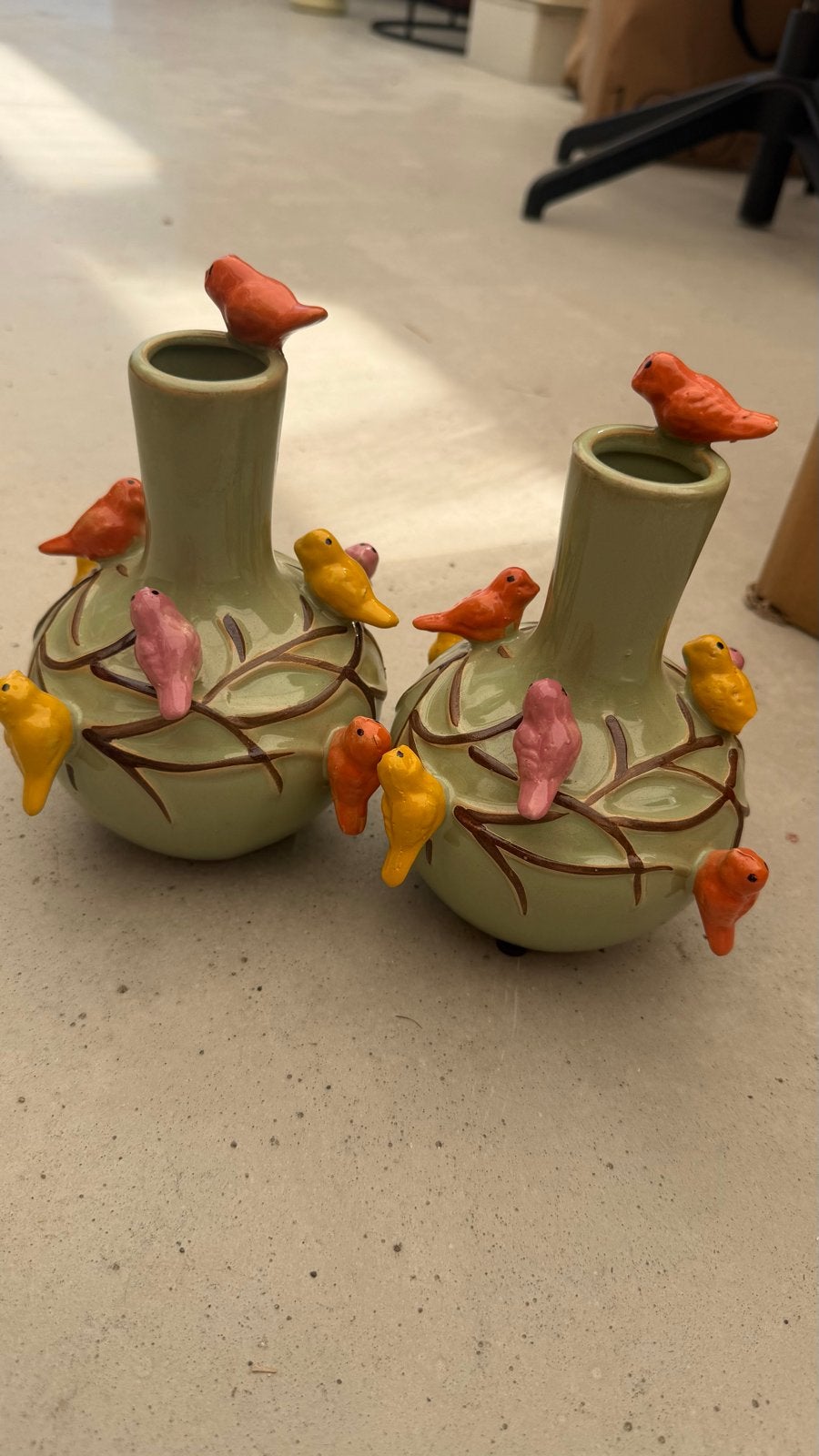 Set van 2 decoratieve vazen met vogeltjes, Ophalen