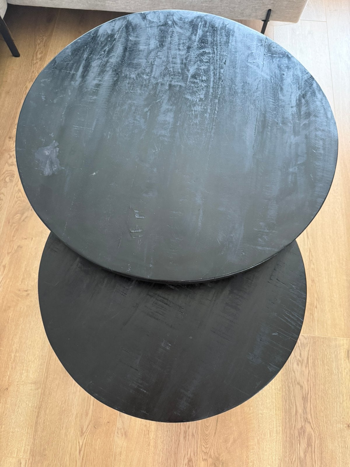 Mangohouten salontafels, Ophalen of Verzenden, Zo goed als nieuw, Rond, 50 tot 100 cm