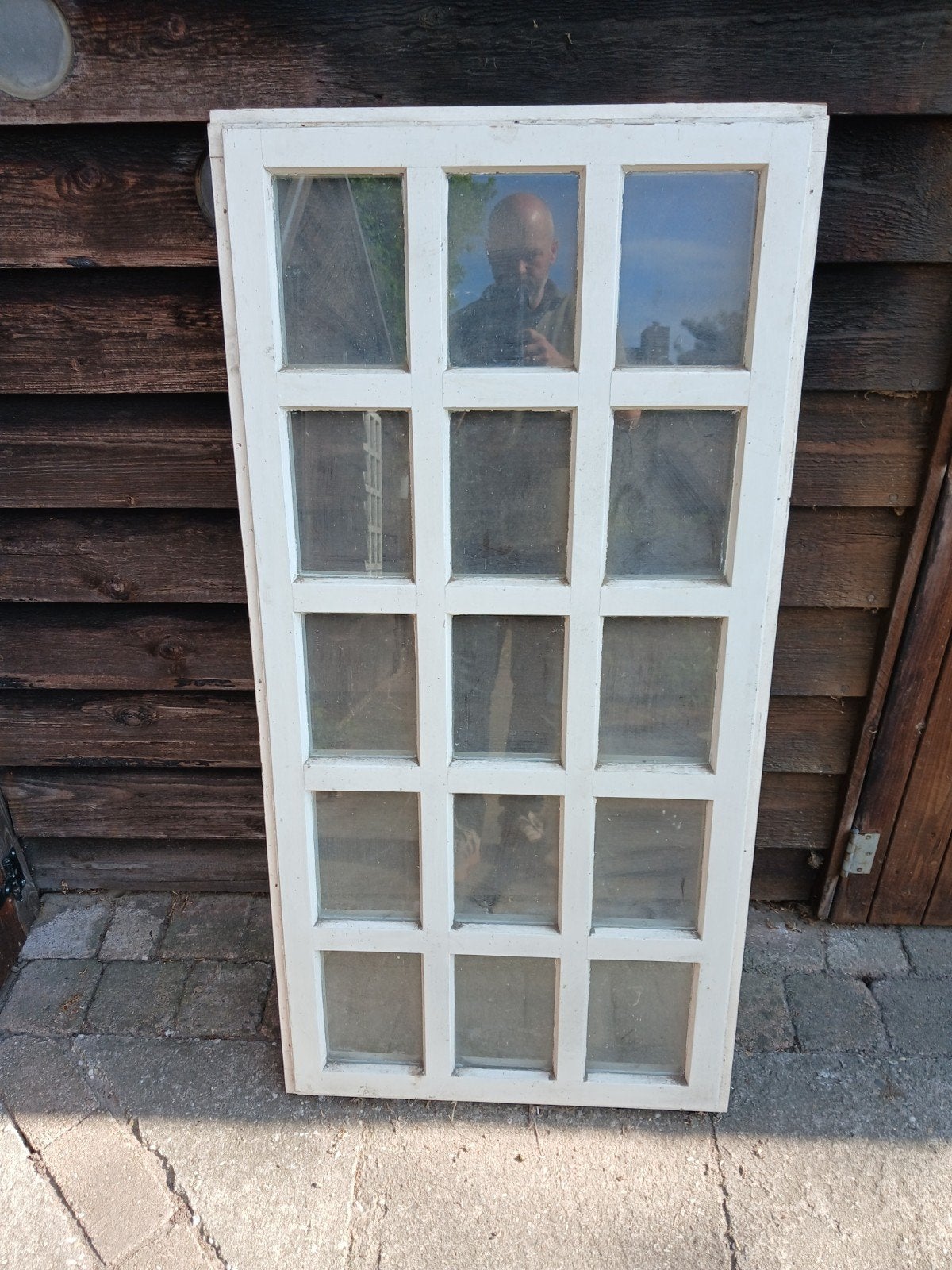 Mooi hardhout kozijn 60x120 cm met isolatieglas, Doe-het-zelf en Verbouw, Glas en Ramen, Ophalen