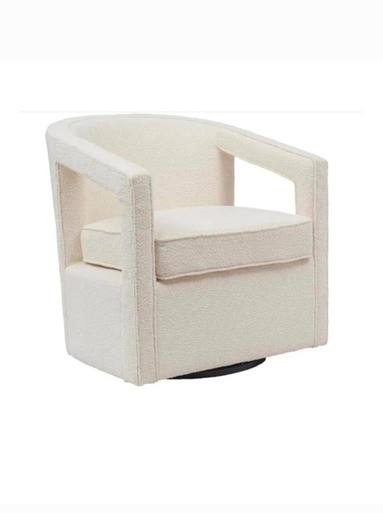 Nieuwe Bouclé Fauteuil - Crème Wit - Draaibaar, Ophalen, Modern, Bouclé, Nieuw, 75 tot 100 cm