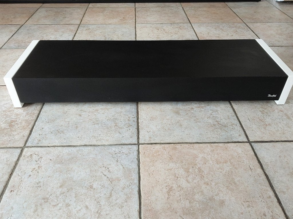 Teufel T4000 Platte Subwoofer Wit / Zwart, Audio, Tv en Foto, Luidsprekers, Subwoofer, Zo goed als nieuw, Geschikt voor surround/home cinema