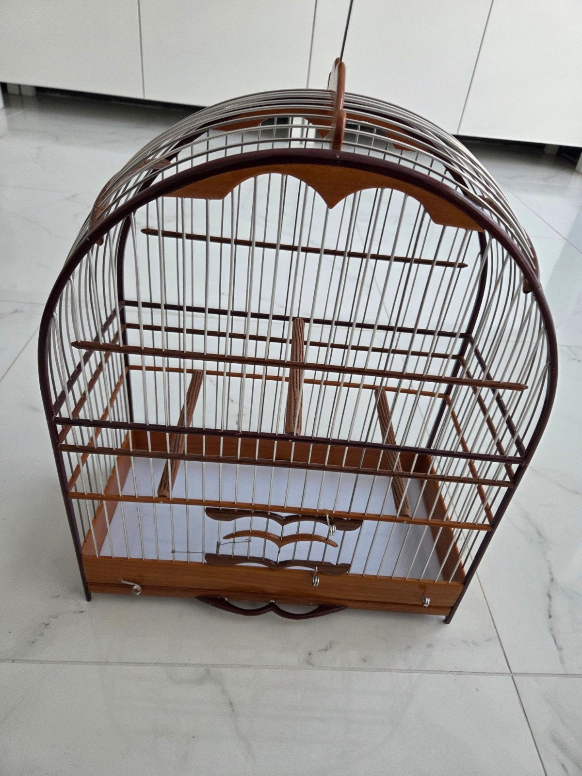 Houten vogelkooi met koepeldak voor zangvogels, Ophalen, Hout, Vogelkooi