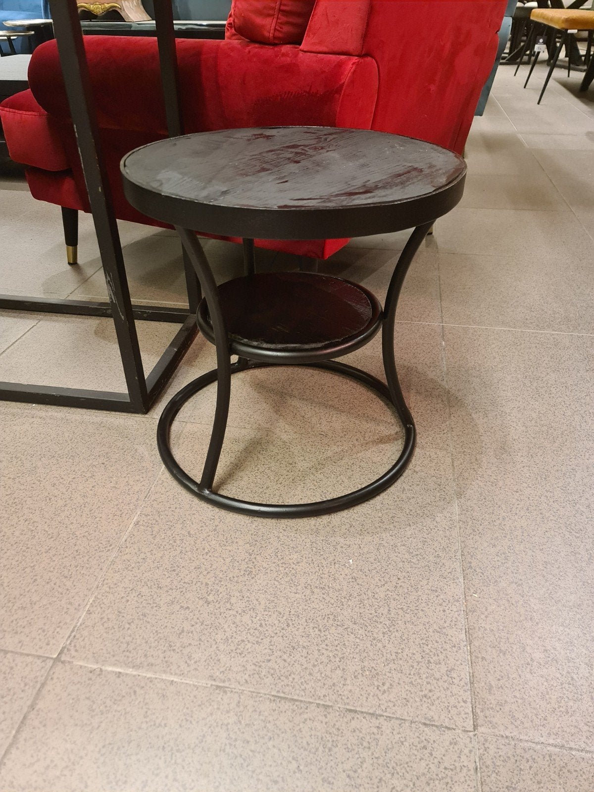 Nieuwe industriële salontafel 45x45x45cm zwart mango metaal, Ophalen, Hout, Zwart, .