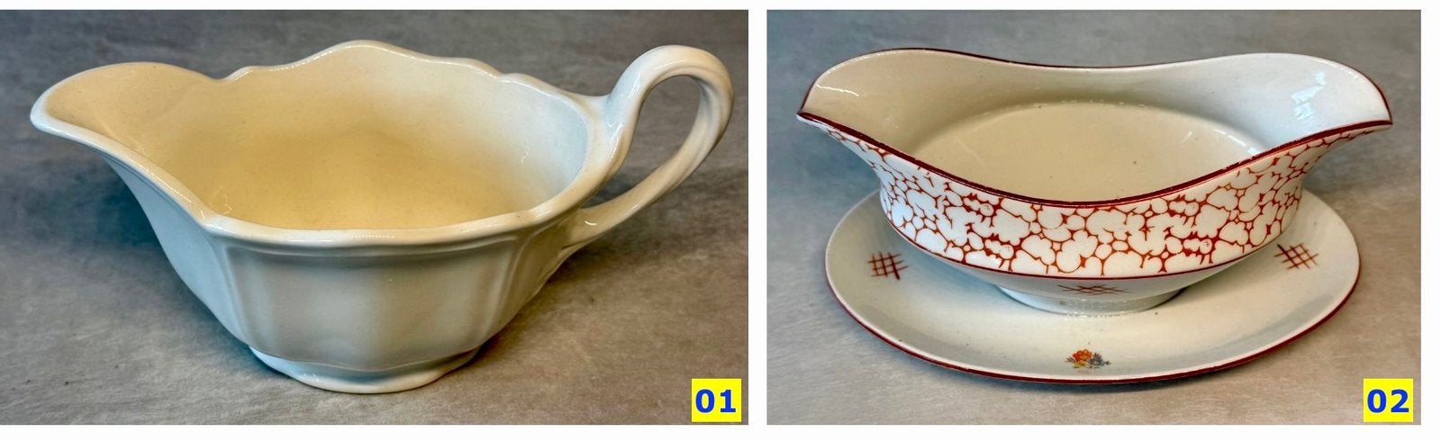 Wedgwood Queens Shape Sauskom en Franse antieke sauskom, Gebruikt, Overige typen, Vintage, Ophalen of Verzenden
