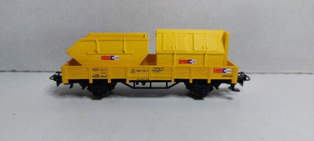 Strukton Lagebakwagon met Puin en Afsluitbare Container (05), Wisselstroom, Wagon, Ophalen of Verzenden, Märklin
