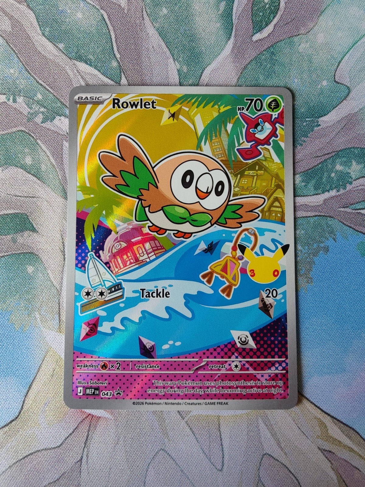 Pokemon black star promo rowlet mep043, Ophalen of Verzenden, Nieuw, Losse kaart, Foil