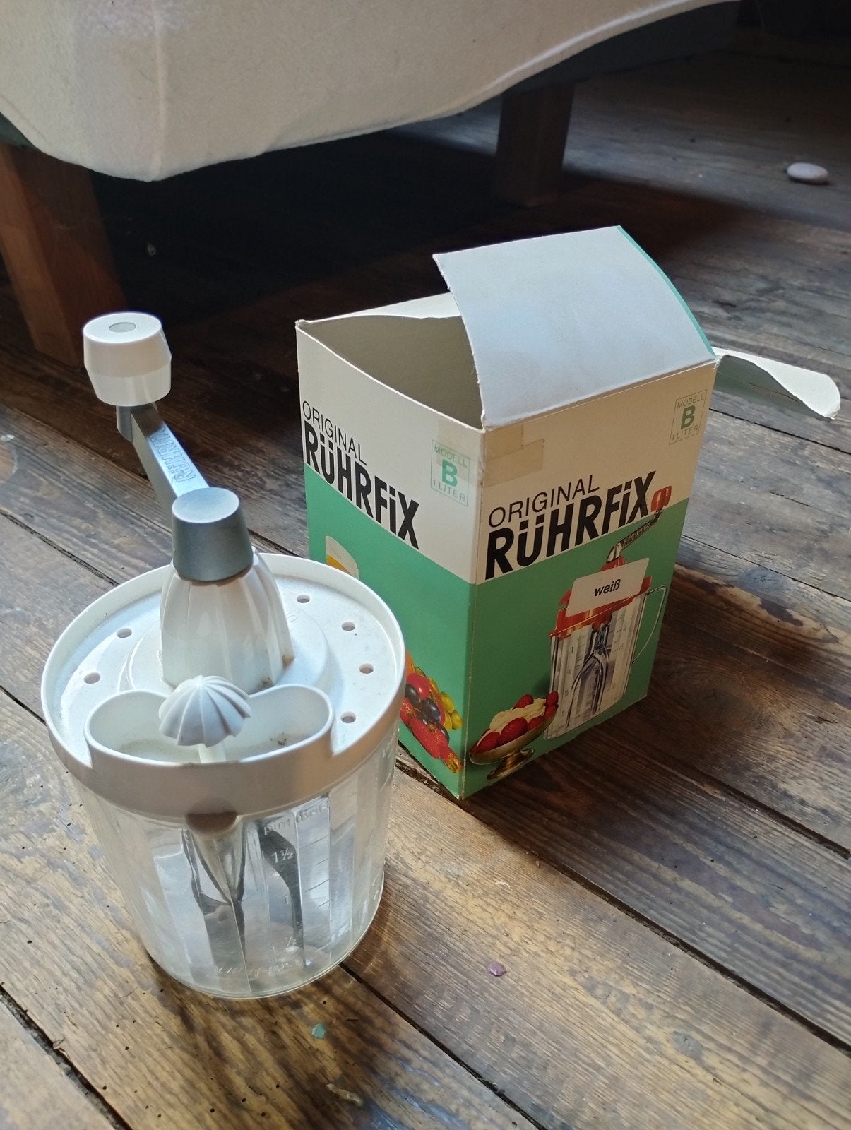 Vintage Original Rührfix Handmixer - Model B 1 Liter, Kunststof, Ophalen of Verzenden, Wit, Overige merken