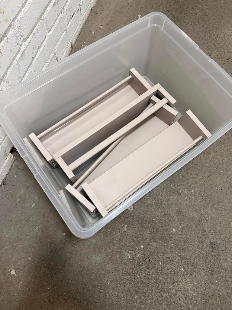 Set van 4 beige houten boekenplankjes / kruidenrekjes, Ophalen of Verzenden, Gebruikt